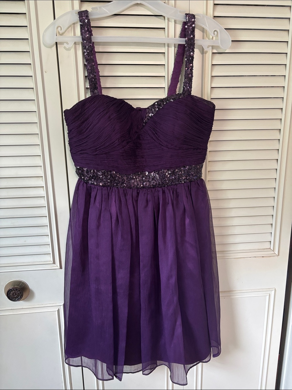 Dancing Queen Purple Sequin-Trim Strap Dress